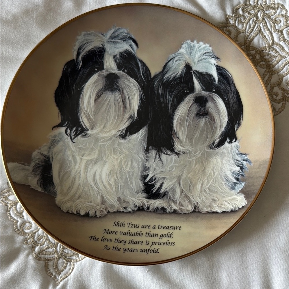 Love They Share decorative Plate with Shih Tzus